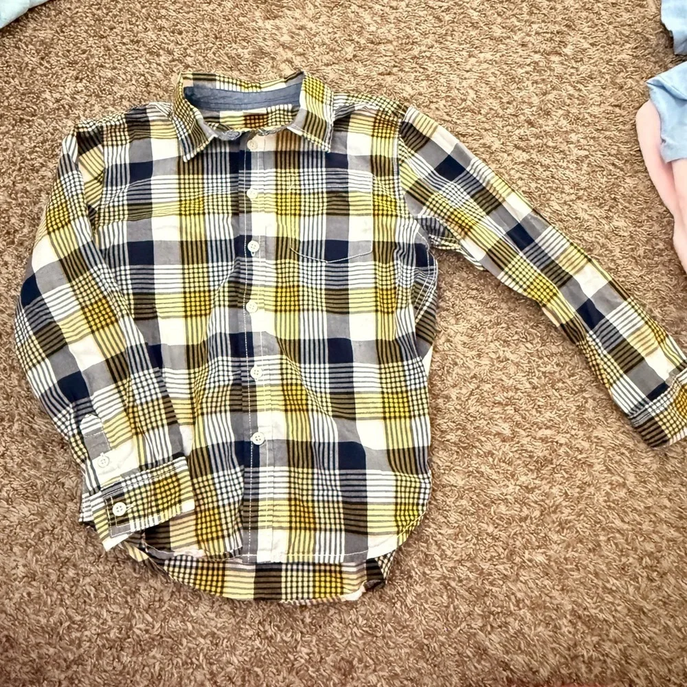 Gymboree Yellow and Navy Plaid Button-Down Shirt